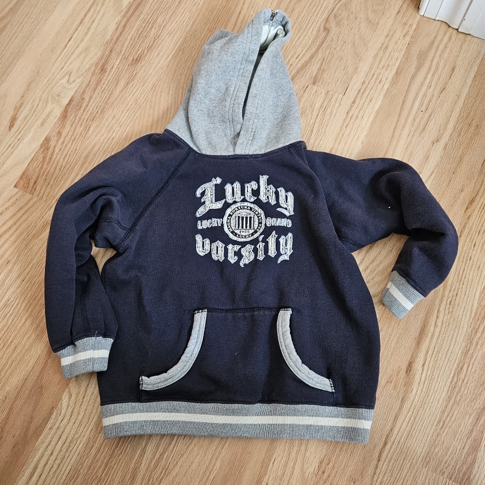 Lucky brand boys pullover hoodie size 6 with zip hoodie closure